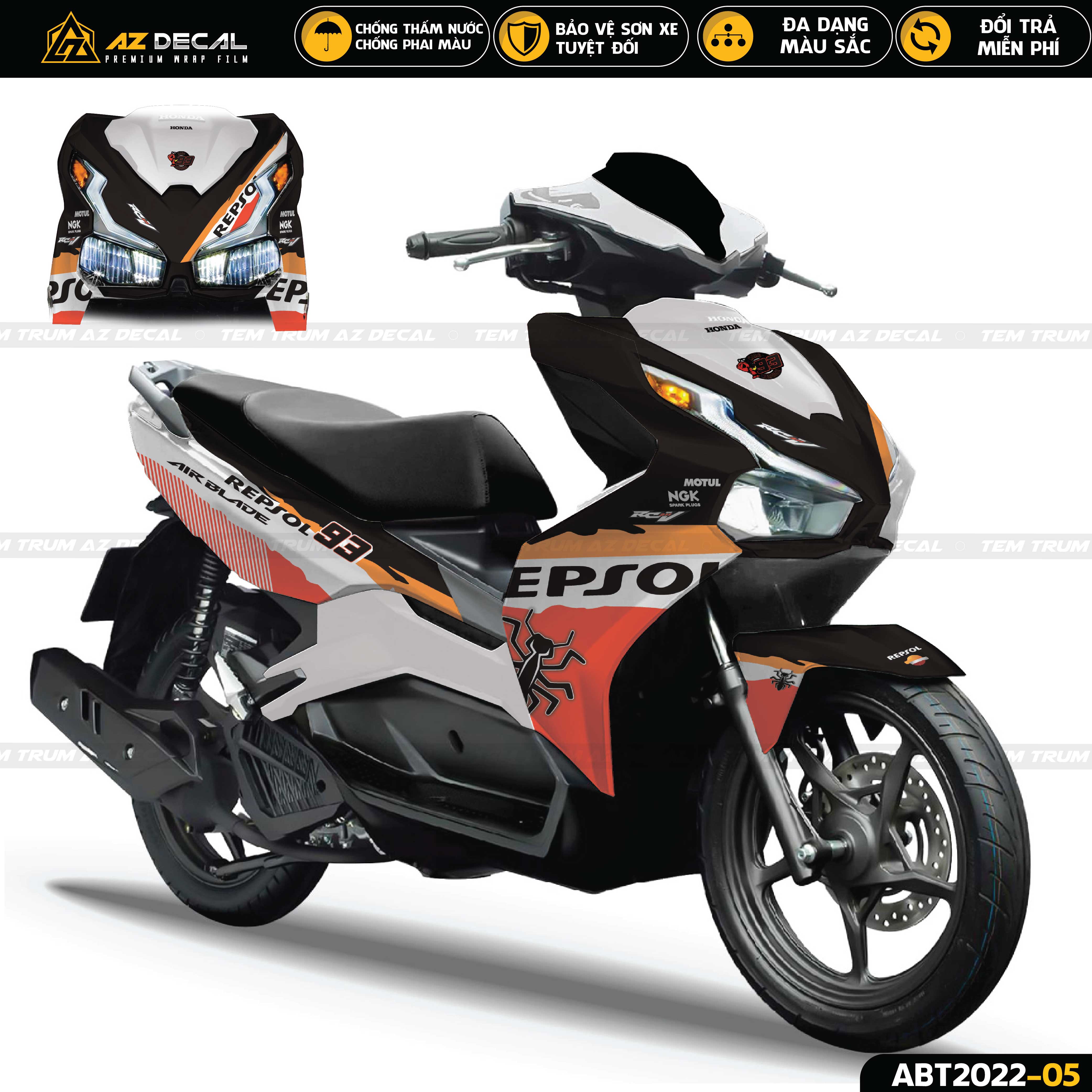 Tem Xe AirBlade Phong Cách Repsol  Tú Wrap